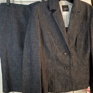 Italian denim skirt suit.